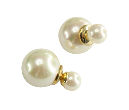 Ear double pearl 16mm x 8mm cream A-73 x par