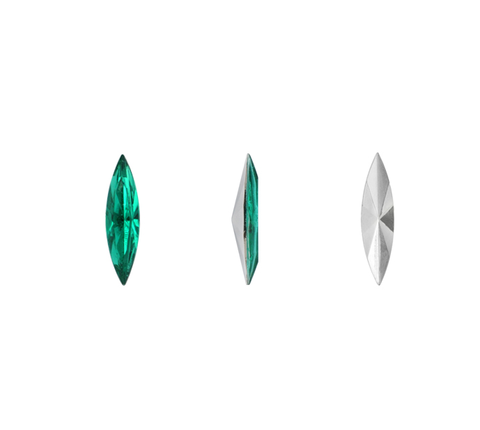 Acrilico K1015 marquesa con cono 3x11mm emerald 6 x und