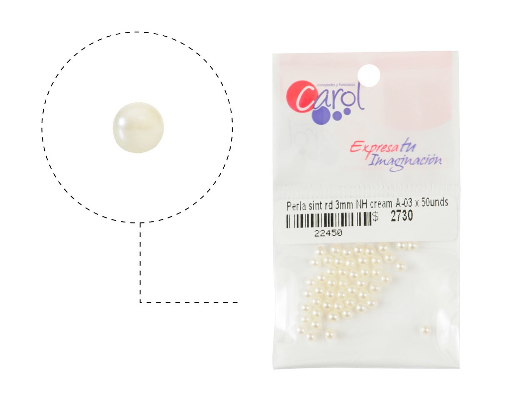 Perla sintetica redonda NH 3mm cream A-03 x 50unds