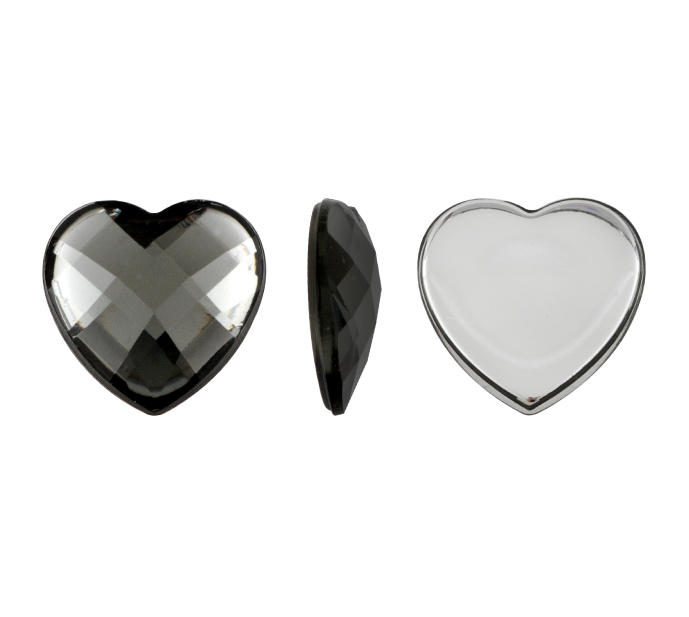 Acrilico K1025 corazon plano 14mm smoky quartz 27 x und