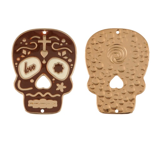 [23483] Dije calavera peq ref 4180-1 cafe 30x40mm/Dor x un