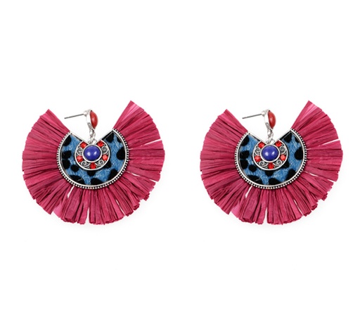 [31690] Aretes borla N.4 fuchsia x par