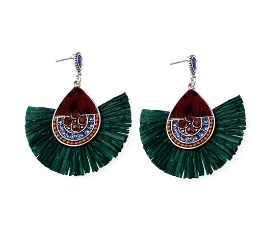 [31692] Aretes borla N.6 verde x par