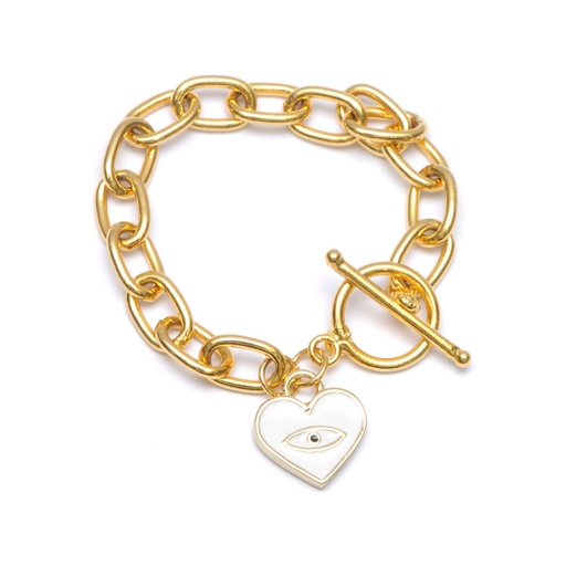 [31290] Pulsera corazon ojo blanco 15mm x und