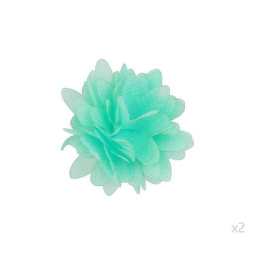 [22881] Flor organza 4-4.5cm N.128 turquesa x par