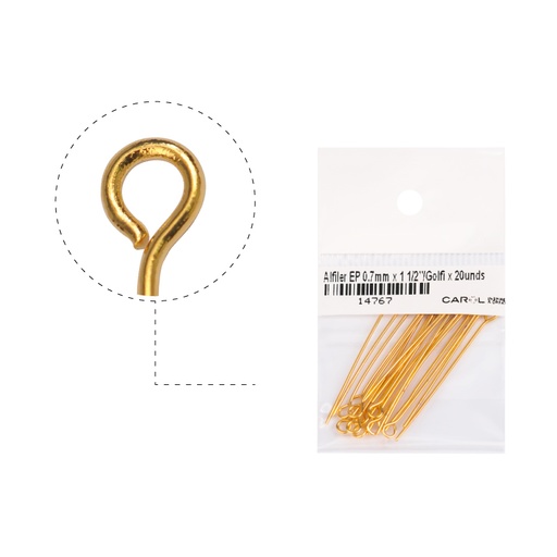 [14767] Alfiler eye pin 0.7mm x 3.8cm/Golfi x 20unds