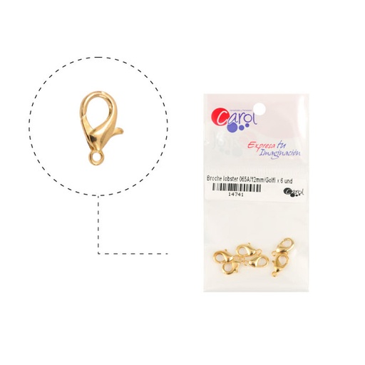 [14741] Broche lobster 065A/12mm/Golfi x 6 und