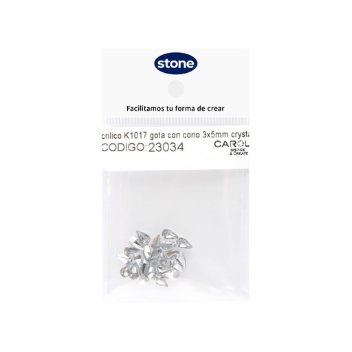 [23034] Acrilico K1017 gota con cono 3x5mm crystal 2 x 24 unds