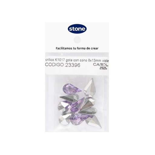 [23396] Acrilico K1017 gota con cono 8x13mm violet 9 x 10 unds