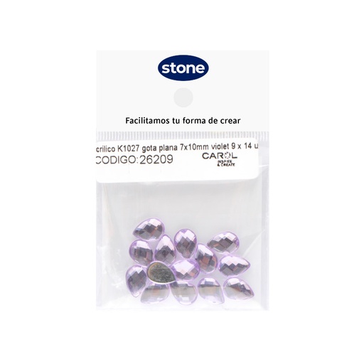 [26209] Acrilico K1027 gota plana 7x10mm violet 9 x 14 unds