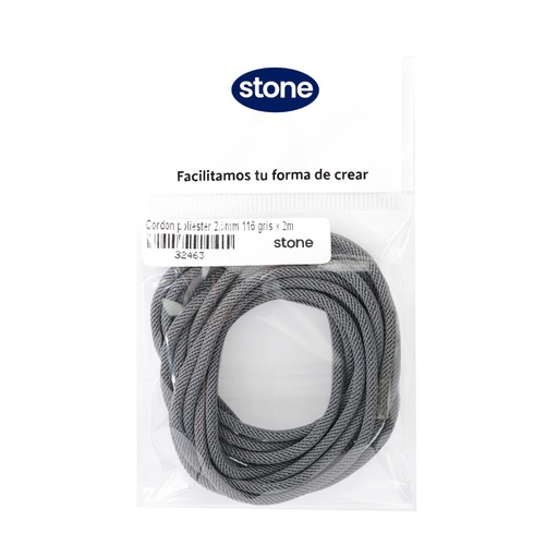 [32463] Cordon poliester 2.5mm 116 gris x 2m