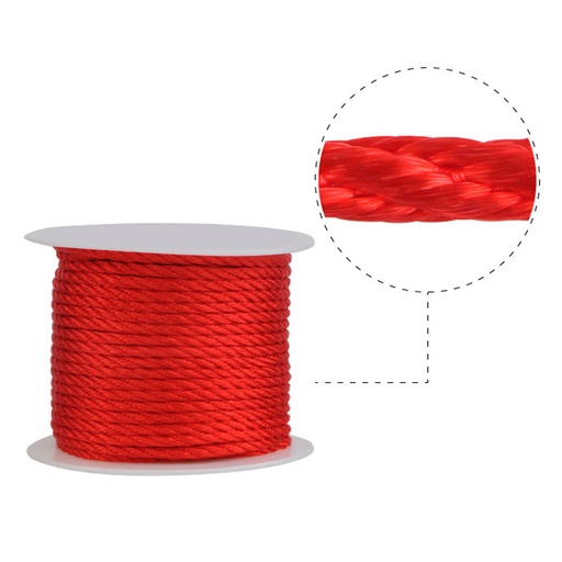 [22443] Cordon trenzado 3mm 700 rojo x rollo 26yd