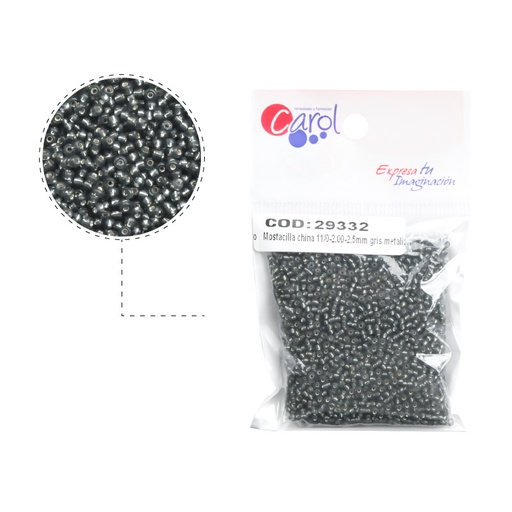 [29332] Mostacilla china 11/0-2.00-2.5mm gris metalizado x 50g