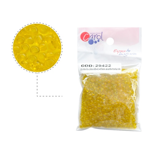 [29422] Mostacilla china 6/0-4.0-4.5mm amarillo traslucido x 50g