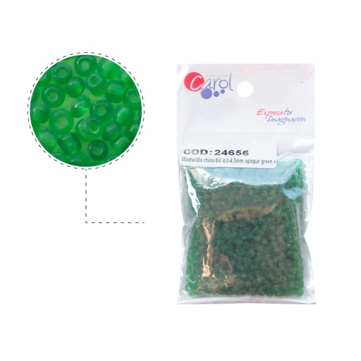 [24656] Mostacilla china 6/0 4.0-4.5mm opaque green x 50g