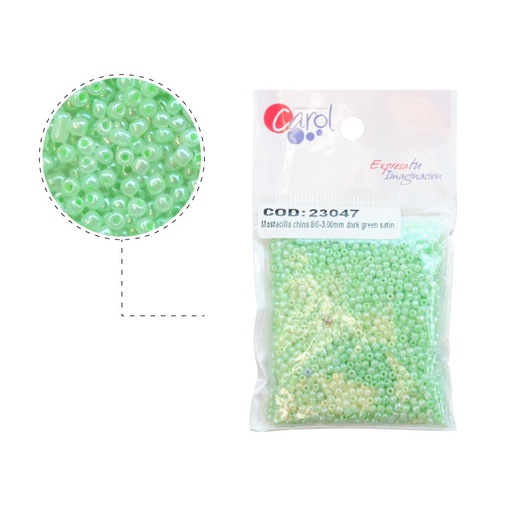 [23047] Mostacilla china 8/0-3mm dark green satin x 50g