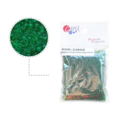 [23602] Mostacilla china 8/0-3mm opaque emerald x 50g