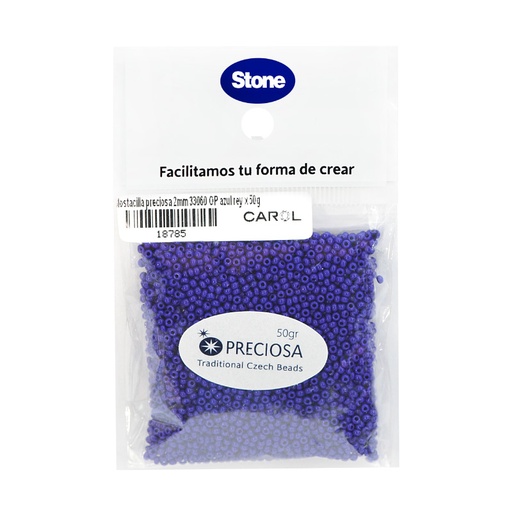 [18785] Mostacilla checa preciosa 2mm 33060 OP azul rey x 50g