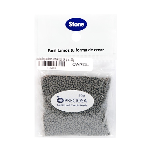 [18783] Mostacilla checa preciosa 2mm 43020 OP gris x 50g