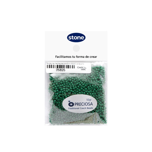 [25825] Mostacilla checa preciosa 8/0 3mm 53240 verde pino x50g