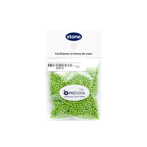 [25815] Mostacilla checa preciosa 8/0 3mm  53310 verde viche fuerte x 50g