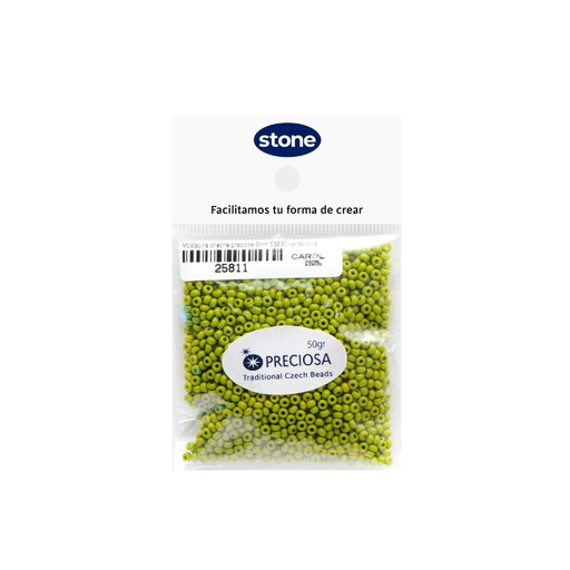 [25811] Mostacilla checa preciosa 8/0 3mm  53430 verde oliva x50g