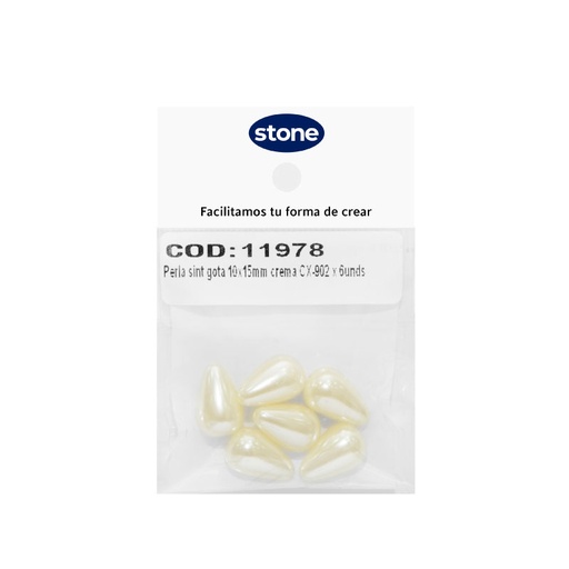 [11978] Perla sintetica gota 10x15mm crema CX-902 x 6unds