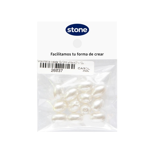 [26037] Perla sintetica ovalada 10x12mm white A-01 x 12unds