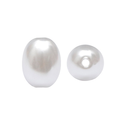 [16139] Perla sintetica ovalada 8x12mm white A-01 x und