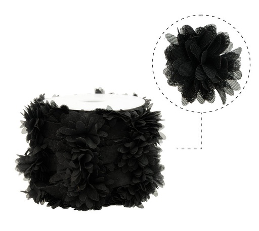 [14161] Flor organza 4-4.5cm N.75 negro x 10yd (17pcs x yd)