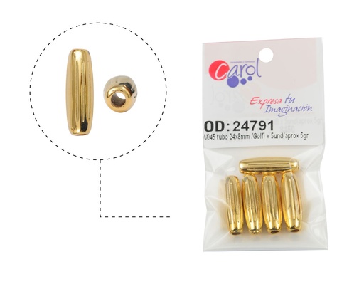 [24791] Plastimetal W045 tubo 24x8mm /Golfi x 5und(aprox 5gr)