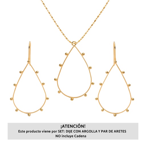 [30658] Marco Gota Aretes y Dije 38x27mm/Golfi x set