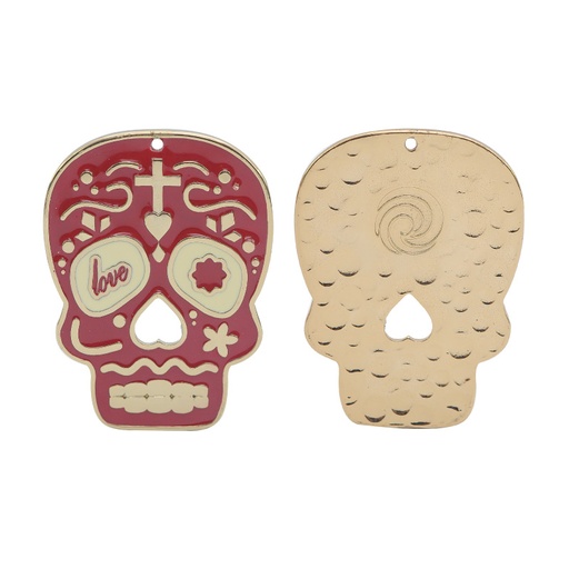 [23515] Dije calavera grande ref 4179-1 roja 42x57mm/dor x und