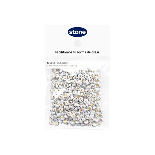 [24456] Acrilico separador redondo letras blanco dorado 6.5mm x 50g