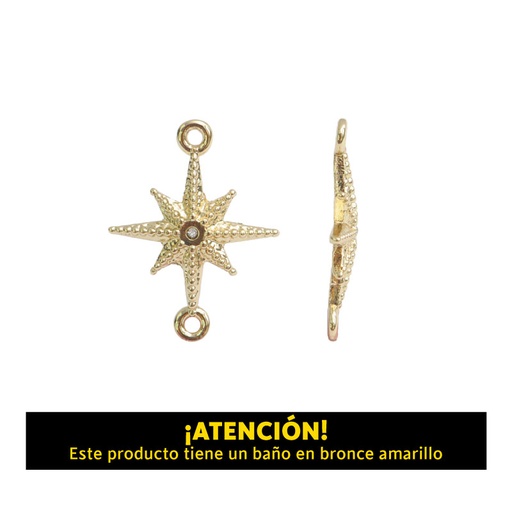 [18606] Dije estrella 2 argollas 24mm x 18.3mm B/A x par