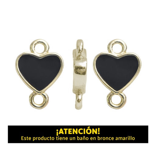 [20201] Dije corazon 2 argolla 17mm x 11mm negro x par