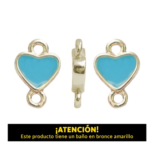 [20410] Dije corazon 2 argolla 10mm x 6mm azul x 4 unds