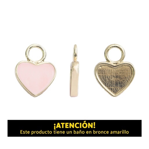 [20753] Dije corazon argolla 15 x 12mm B/A rosado x par