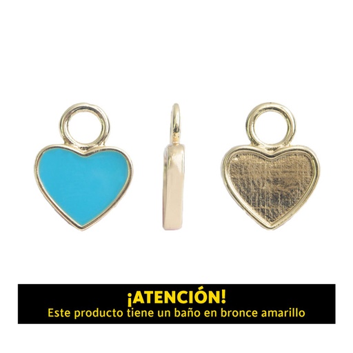 [20755] Dije corazon argolla 15 x 12mm B/A azul x par