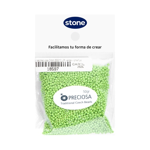 [18597] Mostacilla checa preciosa 2mm 53310 LP verde viche fuerte AB x 50g