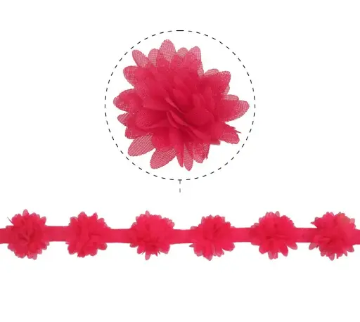 [08492] Flor organza 4-4.5cm N.2 fucshia x 1yd (17pcs x yd)