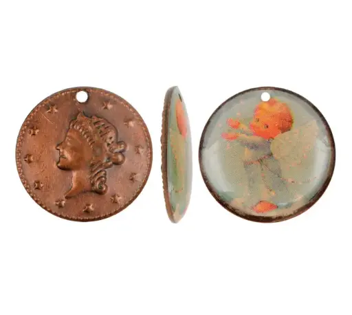 [09269] Herraje moneda con resina/cobre x und