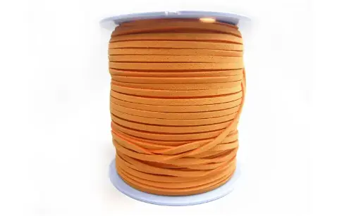 [09678] Cuero plano gamuzado 3mm 14131 Mandarina Rollo x 100Yd