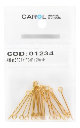 [01234] Alfiler eye pin 0.8mm x 2.5cm/Golfi x 20unds