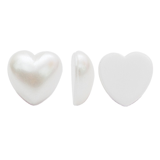 [02047] Acrilico K1057 corazon plano 10mm white pearl J1 X unidad