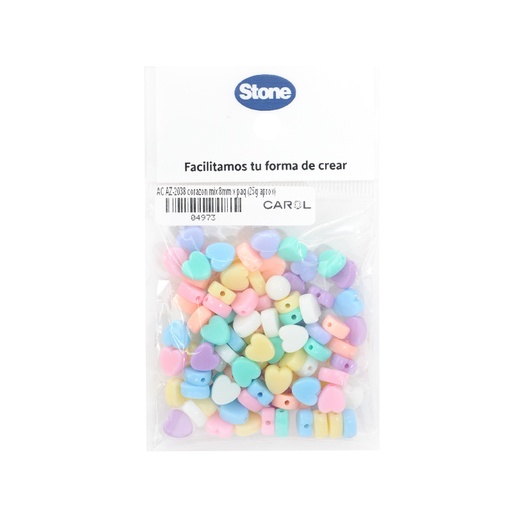 [04973] Acrilico AZ-2038 corazon mix 8mm x paq (25g aprox)