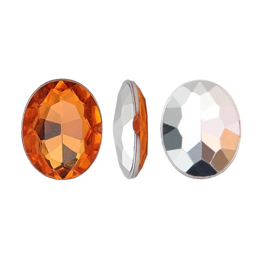 [04365] Acrilico K1022 oval con cono 8x10mm smoked red topaz 37 x und