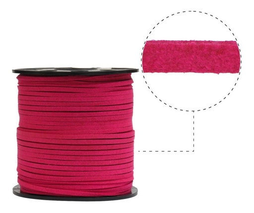 [09717] Cuero plano gamuzado 3mm #1047 fucsia x rollo de 100yd