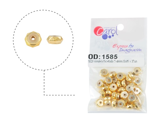 [01585] Plastimetal W020 rondela facetada 7x4mm/Golfi x 37und(aprox 5gr)