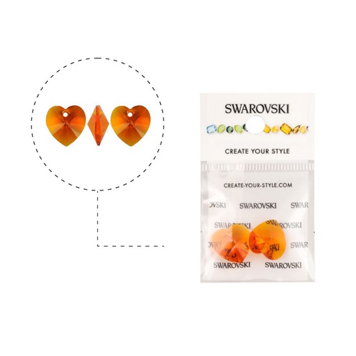 [09682] 6228 swarovski corazon tangerine 14.4x14mm x 2unds